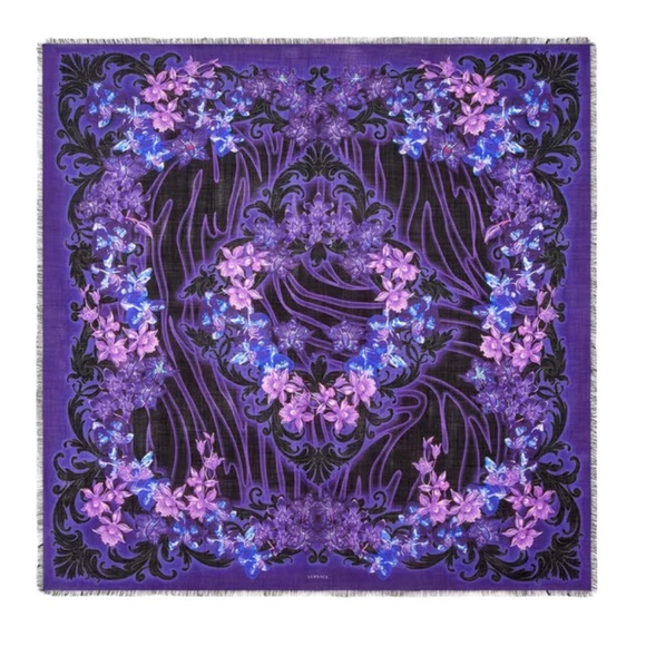 NWT VERSACE ORCHID BAROCCO
WOOL-SILK BLEND SHAWL/SCARF - Picture 2 of 11